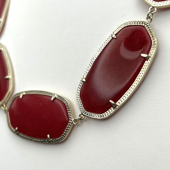 Kendra Scott Statement Necklace Fuchsia Pink Oval Stones Gold Tone Retired - Picture 9 of 11